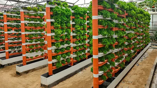 Sistema de cultivo hidropónico vertical de PVC para invernadero agrícola industrial con ventilador de sistema de luz/refrigeración/calefacción